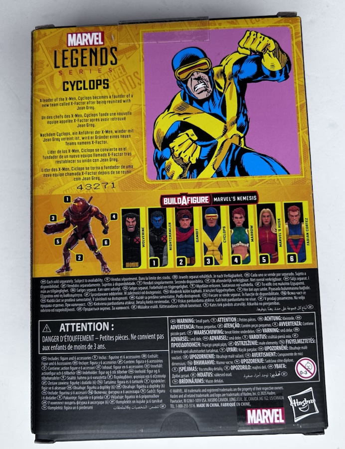 X-Factor #1 Cyclops Marvel Legends Action Figure Box Back