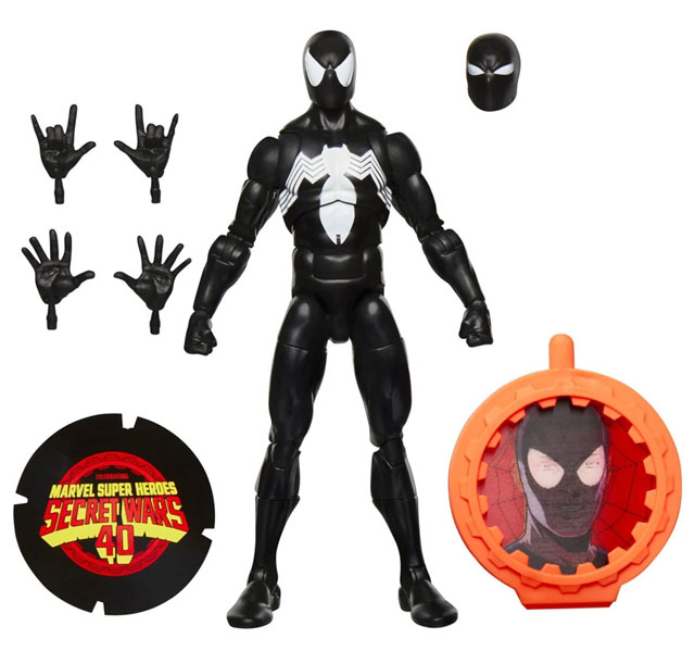 Secret Wars Marvel Legends Black Costume Spider-Man Figure and Accessories