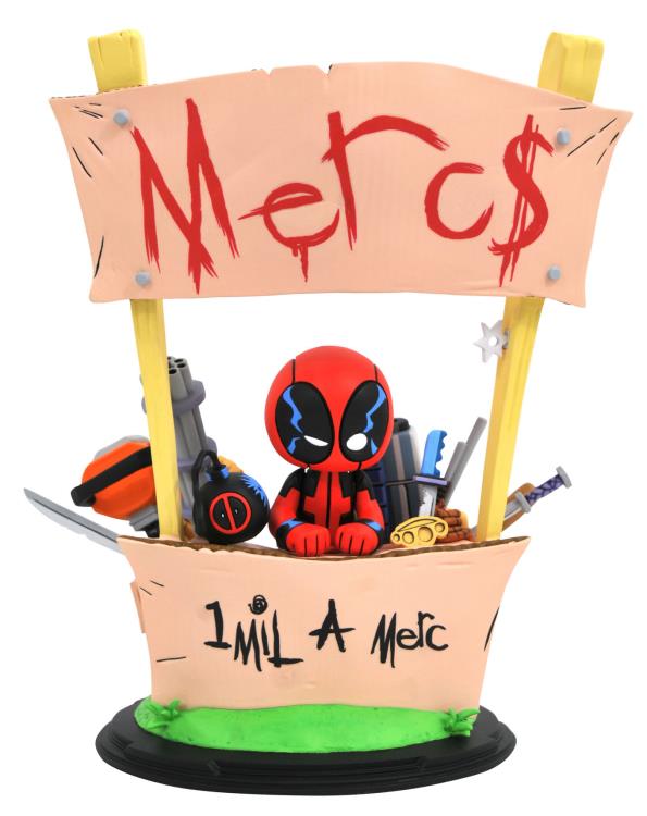 Marvel Animated Deadpool Statue Skottie Young Mercs for Money Booth
