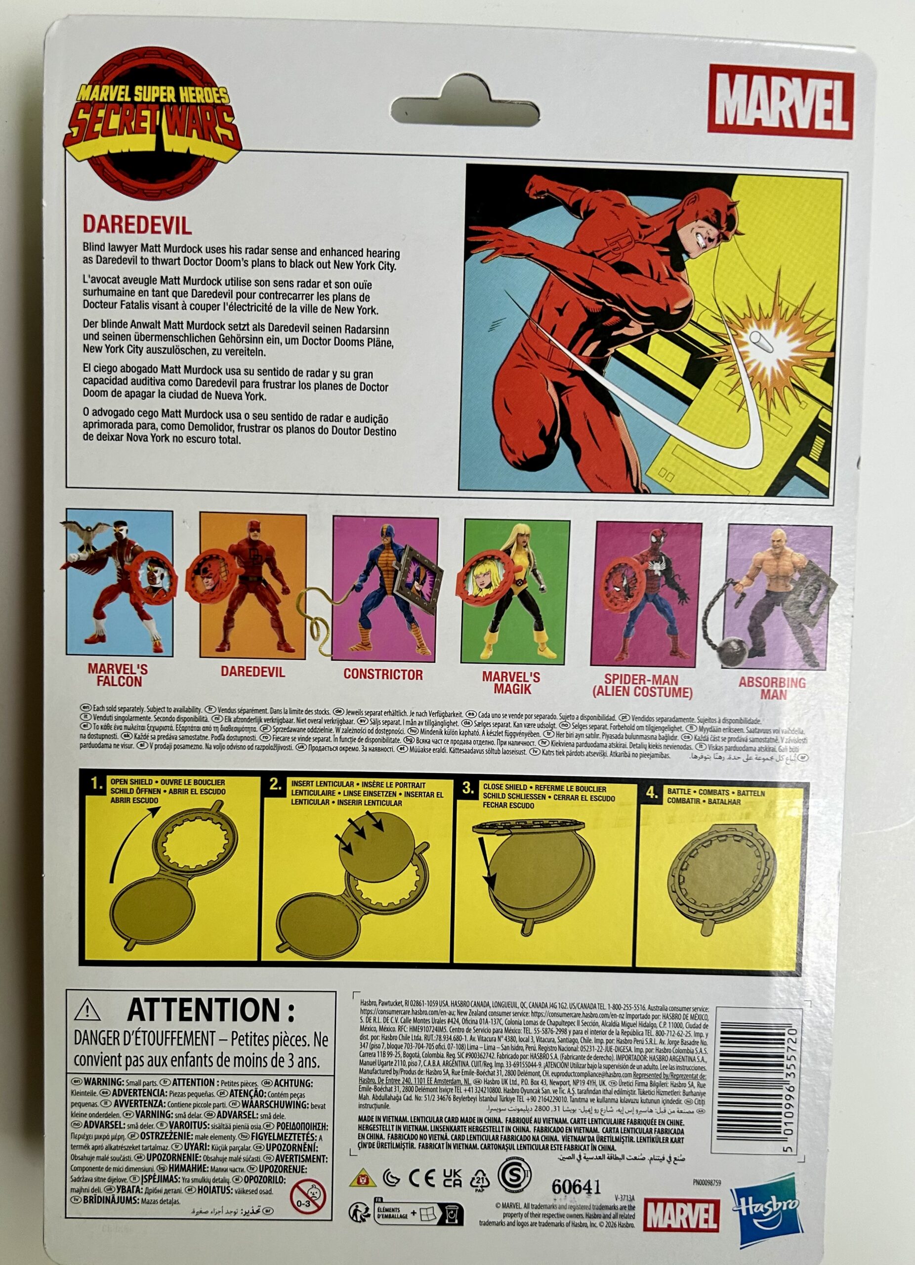 Cardback Marvel Legends Daredevil Secret Wars Figure Back of Packaqing