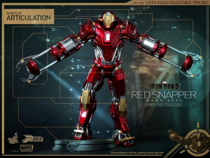 Hot Toys Power Pose Series Iron Man 3 Red Snapper Armor Articulation PPS