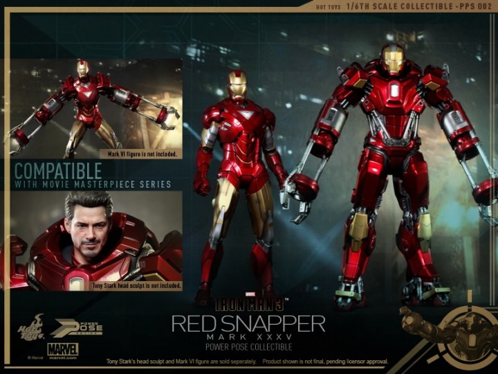 Iron Man 3 Red Snapper Hot Toys Power Pose Series Compatible Parts with Movie Masterpiece Series