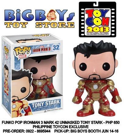 Funko POP Iron Man 3 Mark 42 Unmasked Tony Stark Exclusive