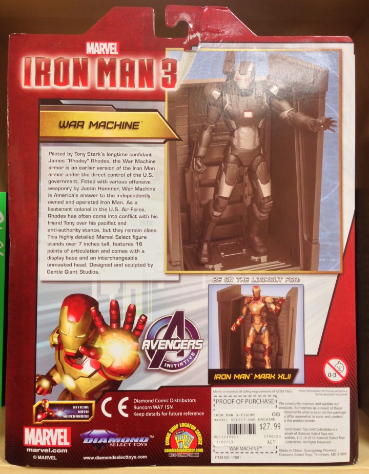 Marvel Select Iron Man 3 War Machine Cardback