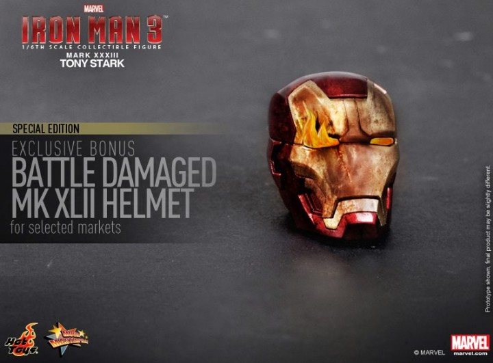 Hot Toys Iron Man 3 Silver Centurion Exclusive Edition Battle Damaged Mark XLII Helmet