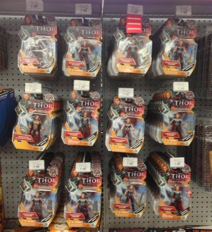 Thor 2011 Movie Figures on Shelves in Fall 2013