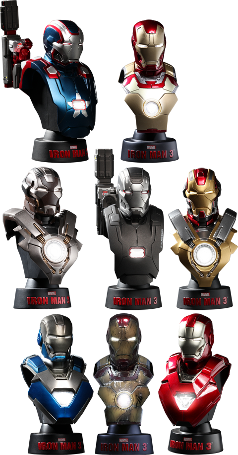 Hot Toys Iron Man 3 Busts Set Deluxe Set of 8