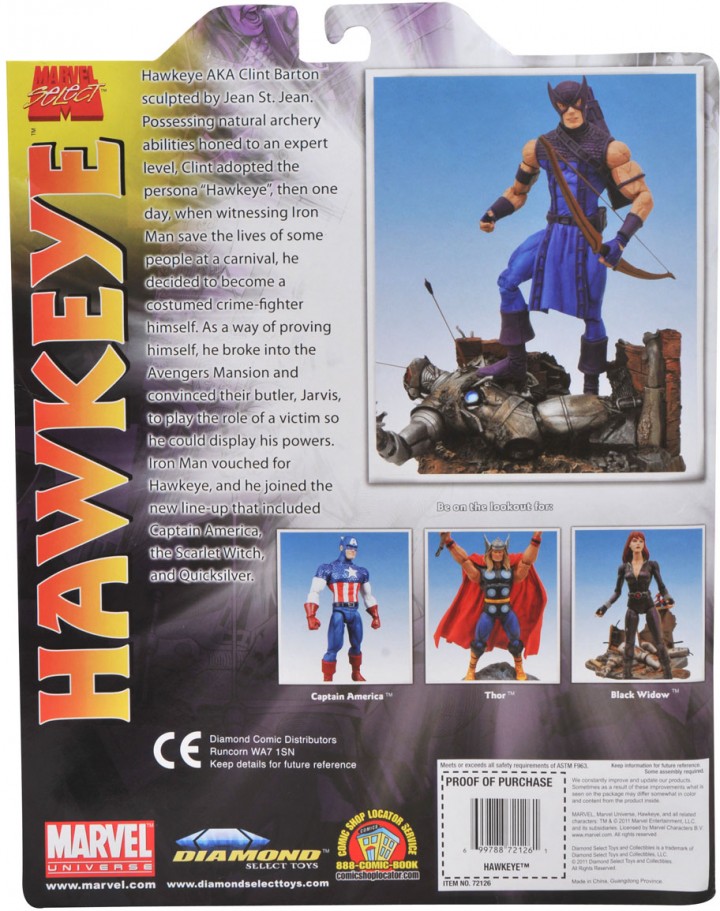Marvel Select Hawkeye Classic Figure Cardback