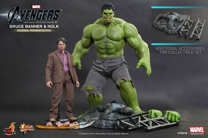 Hot Toys Bruce Banner and Hot Toys Hulk Premium Set