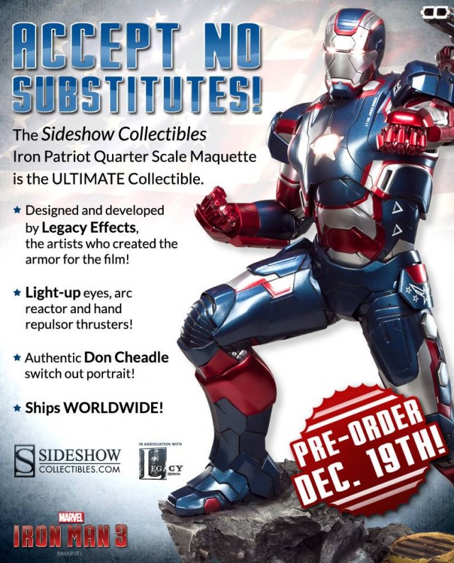 Sideshow Collectibles Iron Patriot Quarter Scale Maquette Iron Man 3 Movie