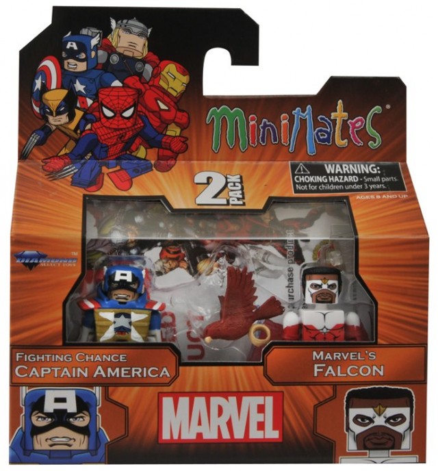 Marvel Minimates Falcon and Fighting Chance Captain America Figures Packaged