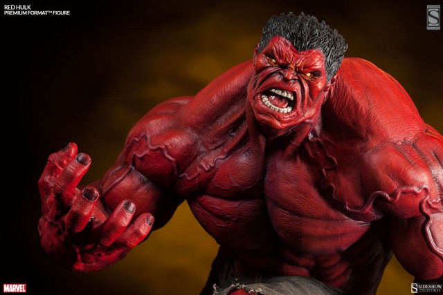 Sideshow Exclusive Red Hulk Premium Format Figure Angry Head Open Mouth