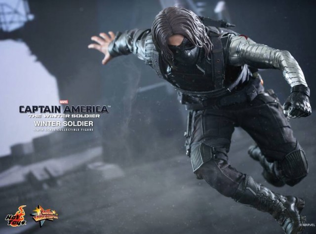 The Winter Soldier Hot Toys MMS241 Figure Wearing Goggles and Running
