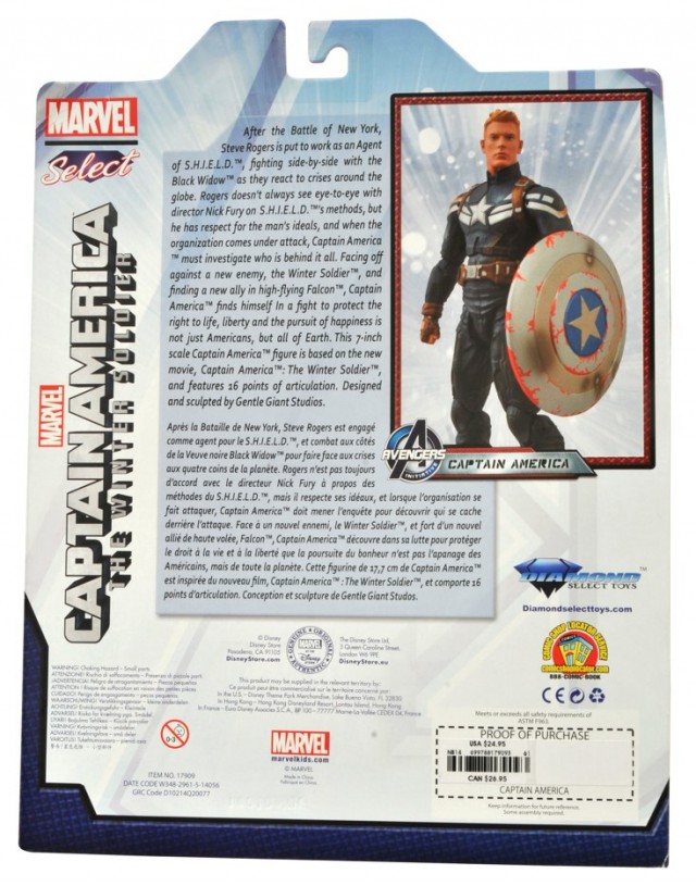 Disney Store Exclusive Marvel Select Unmasked Captain America Cardback