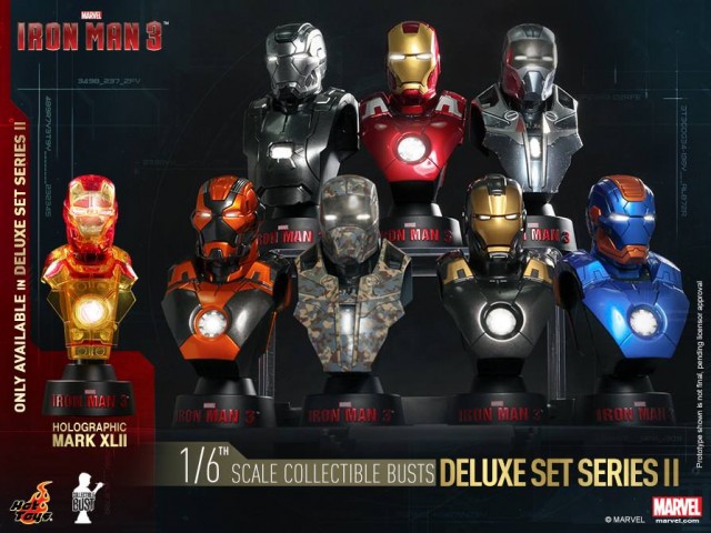Iron Man Hot Toys Busts Series II Set of 8 with exclusive Holographic Mark 42 Iron Man