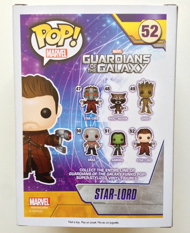 Funko Amazon Exclusive Star-Lord Unmasked POP! Vinyls Box Back