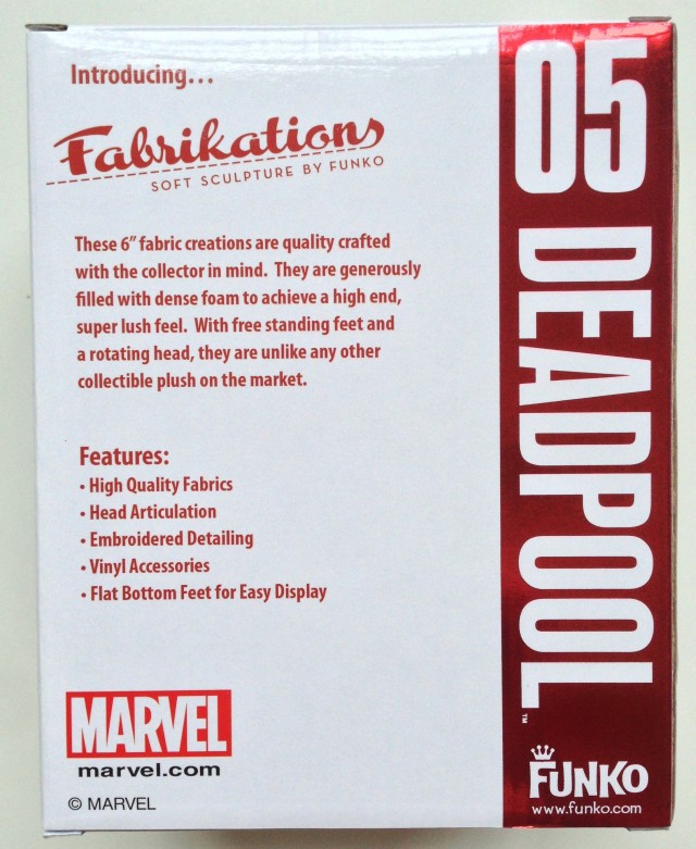 Marvel Funko Fabrikations Deadpool Box Back