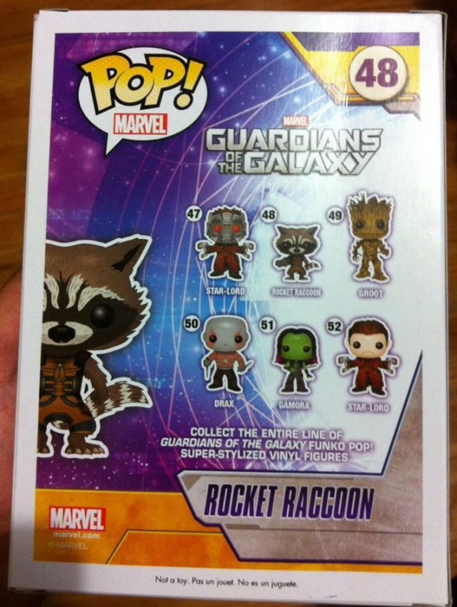 Box Back Rocket Raccoon POP Vinyl Funko Exclusive Pre-Release Hot Topic