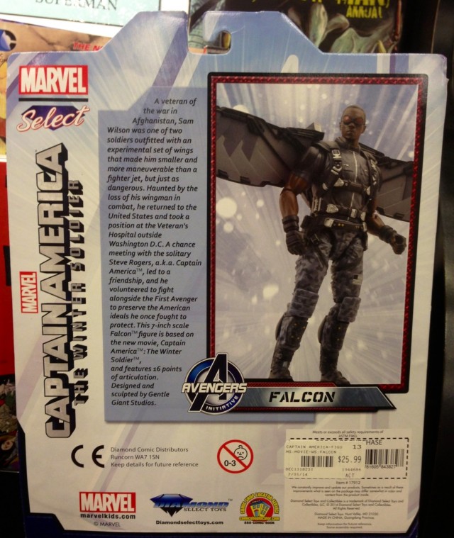 The Falcon Marvel Select Figure Cardback Packaging & Bio