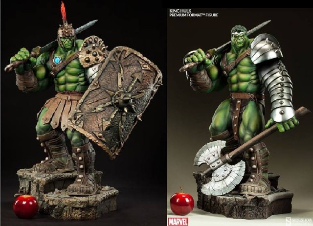 Comparison Sideshow King Hulk Premium Format Figure and Gladiator Hulk Statue