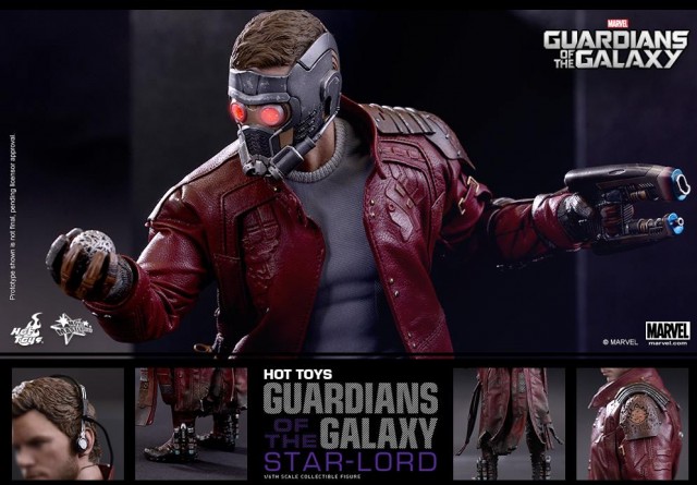 Guardians of the Galaxy Star-Lord Hot Toys Figure with Jacket Mask Guns Orb Accessories
