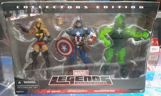 SDCC 2014 Marvel Legends Radioactive Man Ms Marvel Captain America Target Exclusive Three Pack