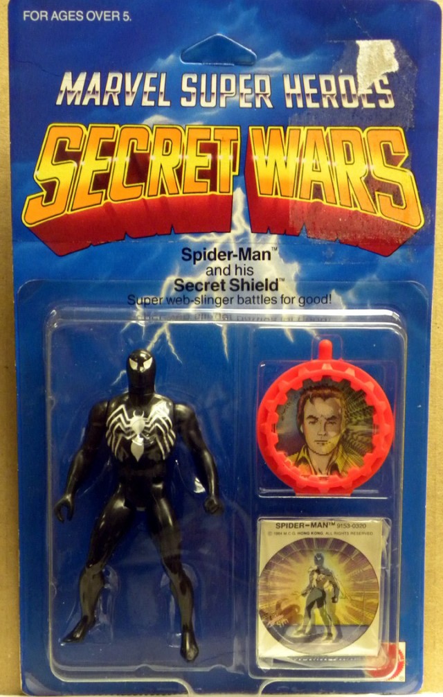 Secret Wars Black Costume Spider-Man Figure Mattel with Lenticular Shield