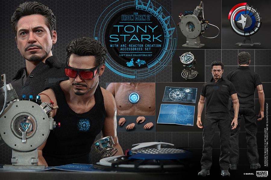 Hot Toys MMS273 Iron man Tony Stark Downey with Arc Reactor Creation Accessories 