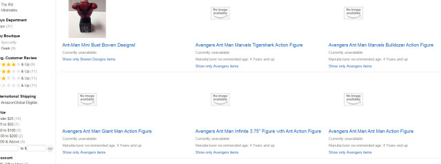 Ant-Man Legends Figures Listing on Amazon Website