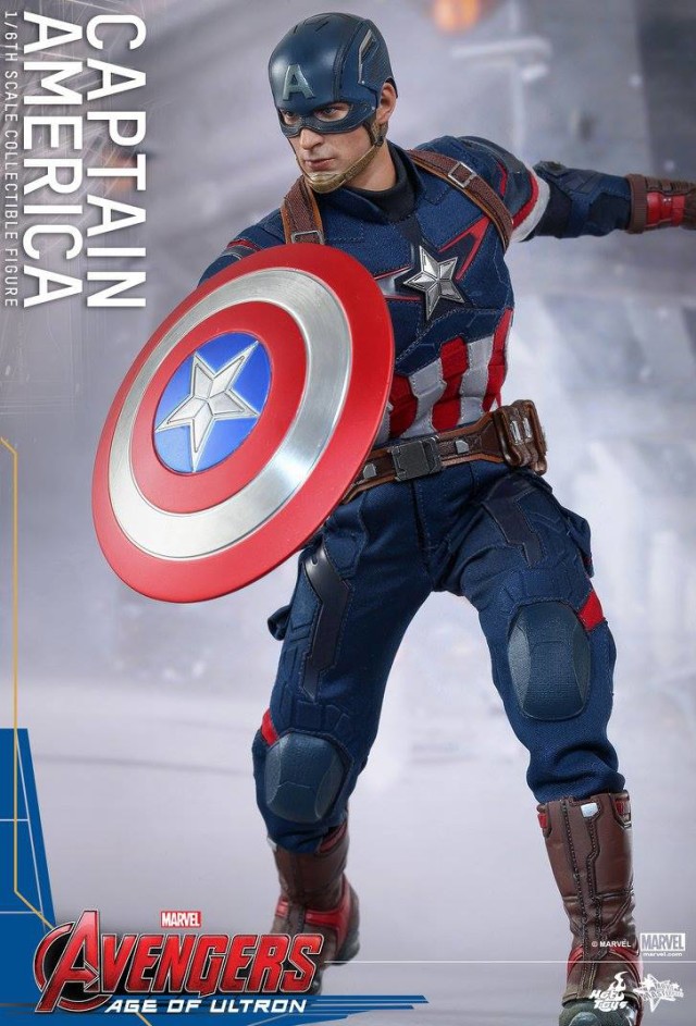 Hot Toys Avengers AOU Captain America Figure with Die-Cast Magnetic Shield