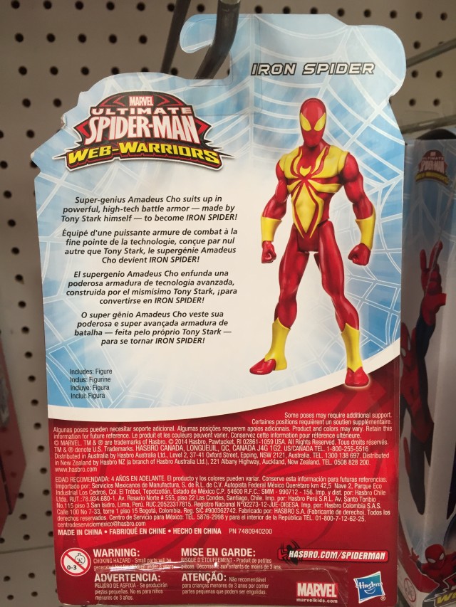 Iron Spider Ultimate Spider-Man Web Warriors Packaging Back