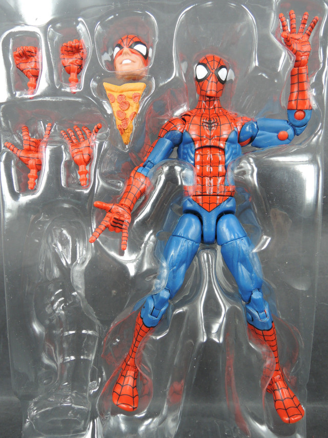 Marvel Legends Spider-Man 2015 Figure with Pizza and Unmasked Head