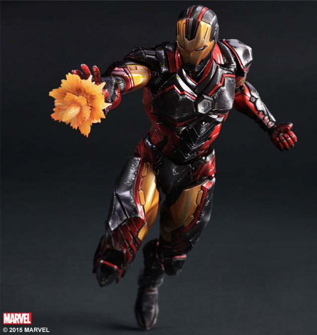Square-Enix Marvel Play Arts Kai Iron Man Figure with Repulsor Blast Effects Piece