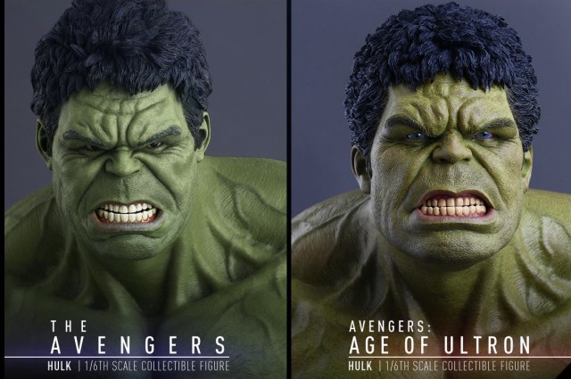 Hot Toys Hulk Head Sculpt Comparison Avengers vs Age of Ultron Deluxe