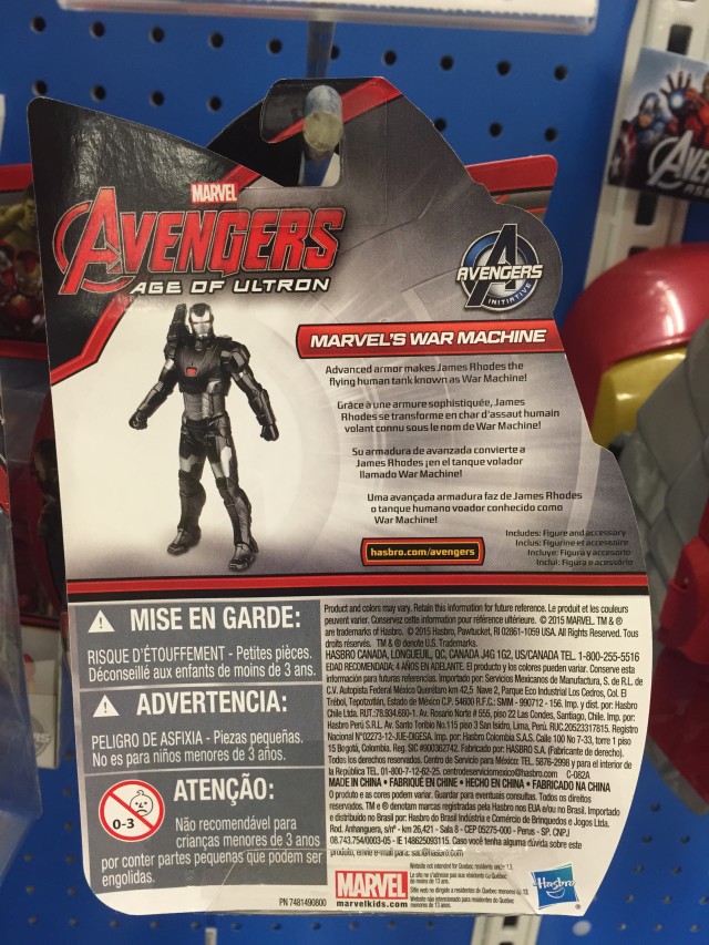 War Machine Age of Ultron 4" Figure Packaging Back