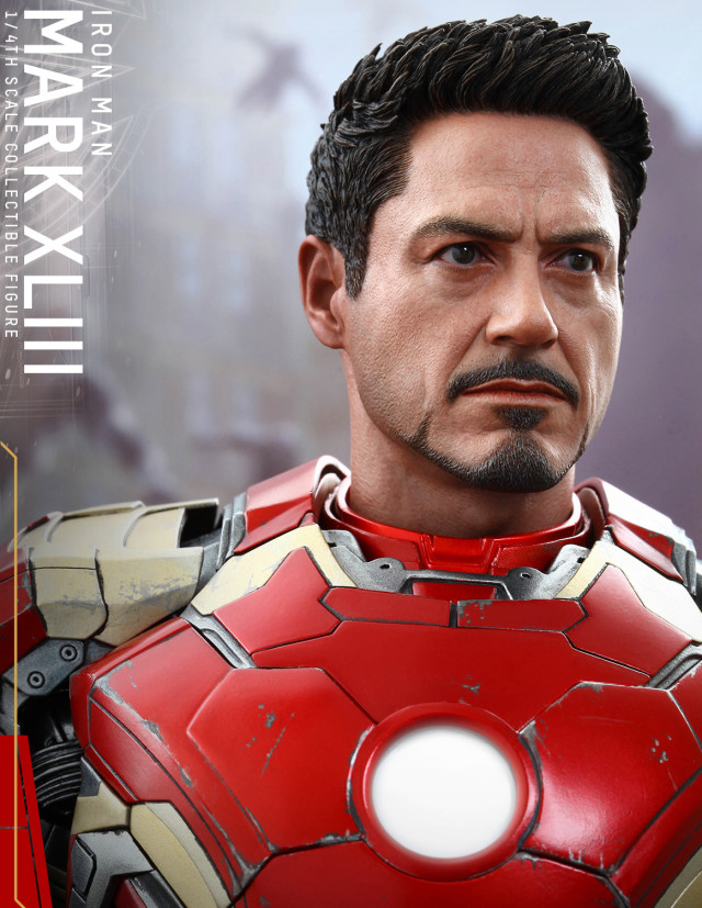 Iron Man Mark 43 Hot Toys Tony Stark Head Robert Downey Jr. Portrait