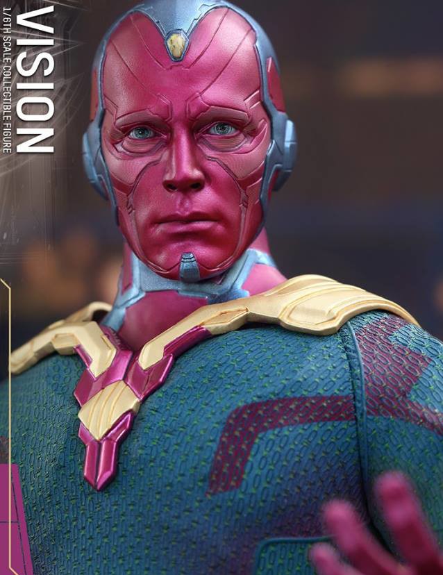 Avengers Age of Ultron Vision Hot Toys Head Close-Up Paul Bettany