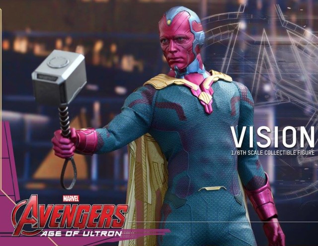 Hot Toys Vision Holding Thor's Hammer Mjolnir