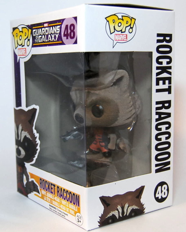 Side of Rocket Raccoon Funko POP Vinyls Ravagers Flocked Variant Box
