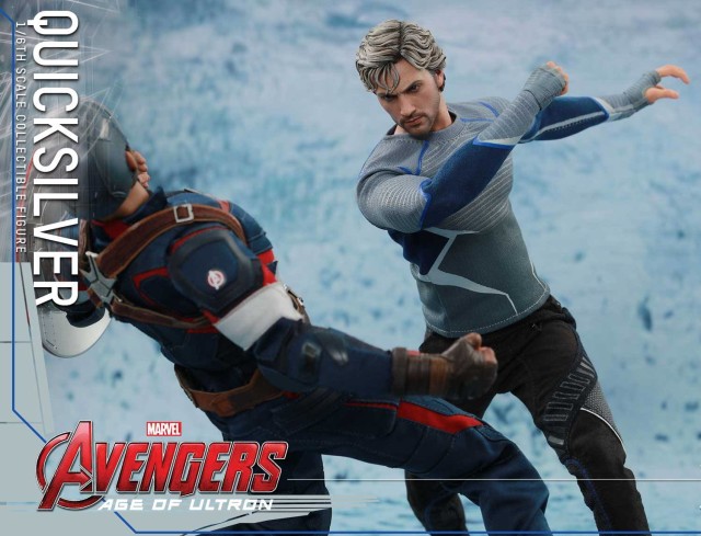 Hot Toys 2016 Quicksilver Avengers AOU Figure Punching Out Captain America