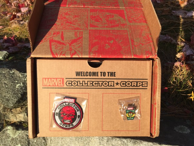October 2015 Collector Corps Red Skull Patch Green Goblin Pin