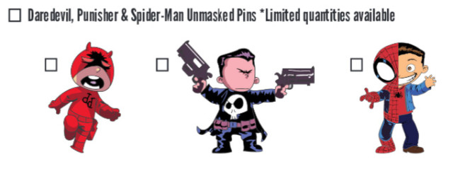 NYCC Marvel Pins Daredevil Punisher Unmasked Spider-Man