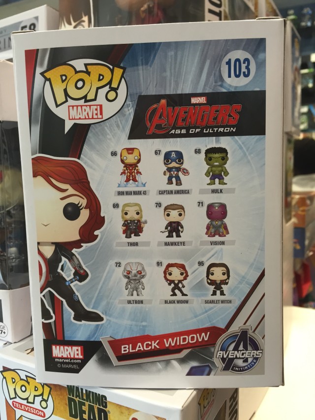 Back of Box Gamestop Exclusive Funko POP Vinyls Black Widow with Shield Marvel 103
