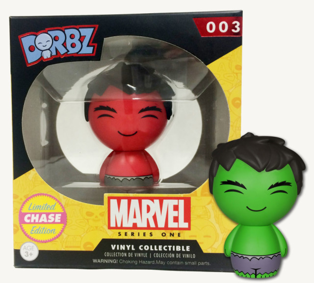 Dorbz Red Hulk Chase Figure Comparison with Green Hulk