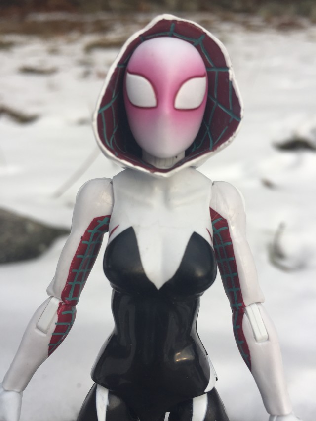 Close-Up of 6 Inch marvel Legends Spider Gwen Action Figure