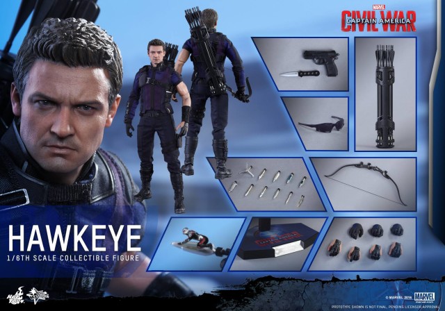 Captain America Civil War Hot Toys Hawkeye Figure and Accessories