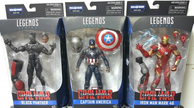 Marvel Legends Civil War Black Panther Captain America Iron Man Packaged