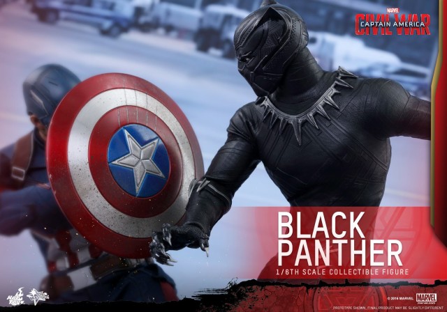 Hot Toys Civil War Black Panther Clawing Captain America's Shield