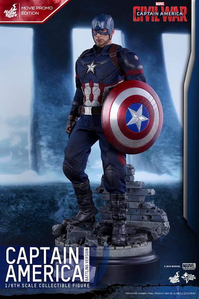 Hot Toys Civil War Captain America Battle Version Movie Promo Exclusive Figure