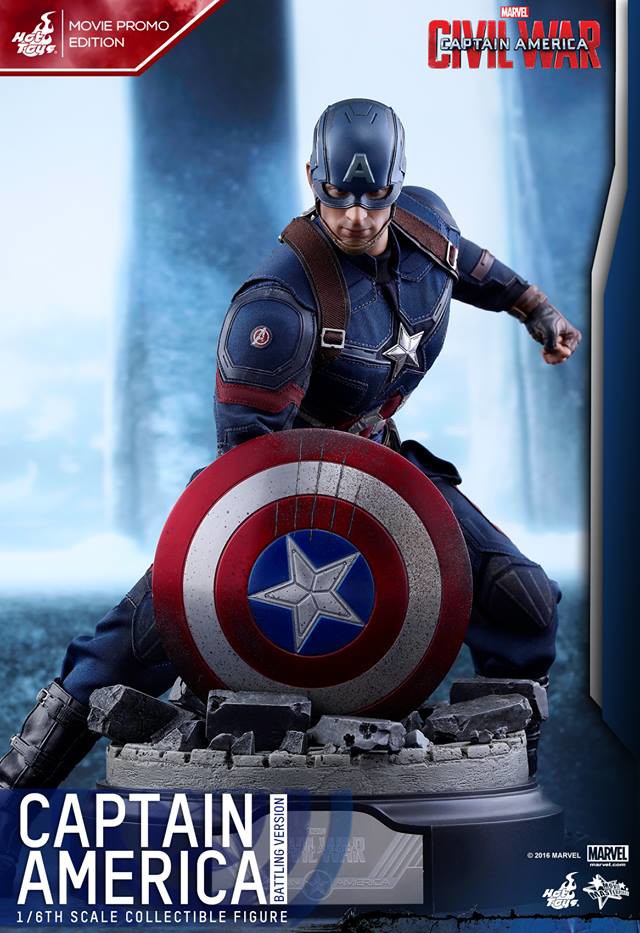 Hot Toys Civil War Movie Promo Captain America Black Panther Scratched Shield